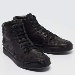 Gucci Black Python High Top Sneakers Size 42.5