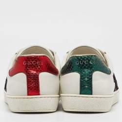 Gucci White Leather Web Ace Sneakers Size 42.5