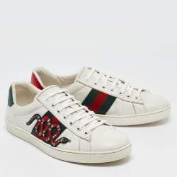 Gucci White Leather Web Ace Sneakers Size 42.5