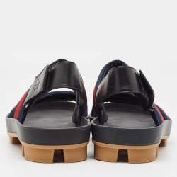 Gucci Tricolor Leather and Canvas Rimini Slingback Sandals Size 43