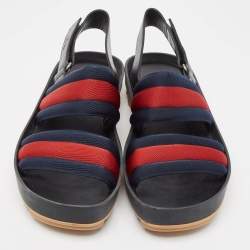 Gucci Tricolor Leather and Canvas Rimini Slingback Sandals Size 43