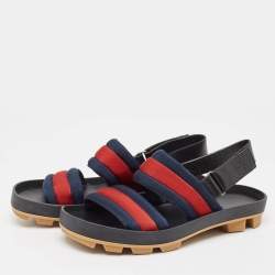 Gucci Tricolor Leather and Canvas Rimini Slingback Sandals Size 43