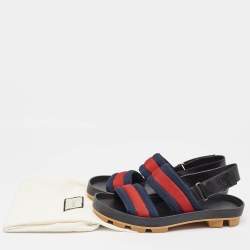 Gucci Tricolor Leather and Canvas Rimini Slingback Sandals Size 43