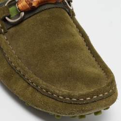 Gucci Green Suede Slip On Loafers Size 43