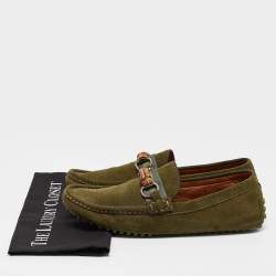 Gucci Green Suede Slip On Loafers Size 43