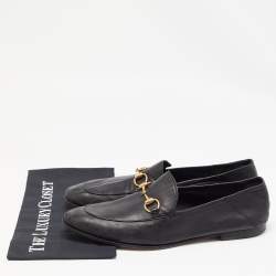 Pre Owned Gucci Black Leather Jordaan Loafers Size 44