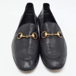 Pre Owned Gucci Black Leather Jordaan Loafers Size 44