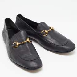 Pre Owned Gucci Black Leather Jordaan Loafers Size 44