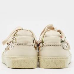 Gucci White Floral Print Canvas Low Top Sneakers Size 41.5