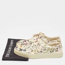 Gucci White Floral Print Canvas Low Top Sneakers Size 41.5