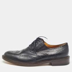 Gucci Black Leather Brogue Oxfords Size 45.5