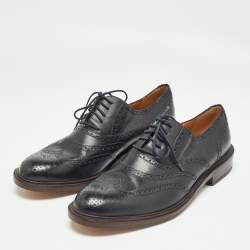 Gucci Black Leather Brogue Oxfords Size 45.5
