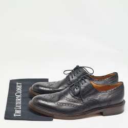 Gucci Black Leather Brogue Oxfords Size 45.5