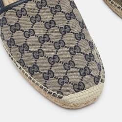 Gucci Beige/Navy Blue GG Canvas Espadrille Flats Size 47