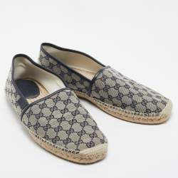 Gucci Beige/Navy Blue GG Canvas Espadrille Flats Size 47