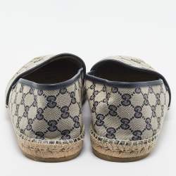 Gucci Beige/Navy Blue GG Canvas Espadrille Flats Size 47