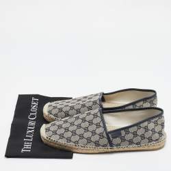 Gucci Beige/Navy Blue GG Canvas Espadrille Flats Size 47