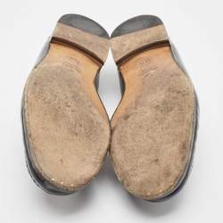 Gucci Black Leather Web Slip On Loafers  47.5