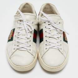 Gucci White Leather Web Ace Sneakers Size 46