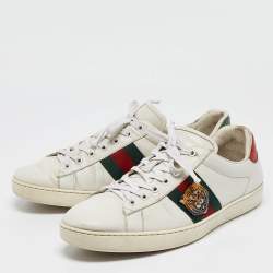 Gucci White Leather Web Ace Sneakers Size 46