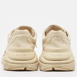 Gucci Cream Leather Vintage Logo Rhyton Sneakers Size 44.5