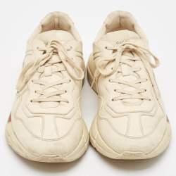 Gucci Cream Leather Vintage Logo Rhyton Sneakers Size 44.5