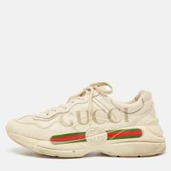 Gucci Cream Leather Vintage Logo Rhyton Sneakers Size 44.5