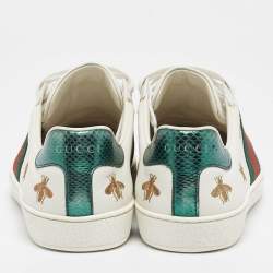 Gucci White Leather Web Ace Lace Up  Sneakers Size 39