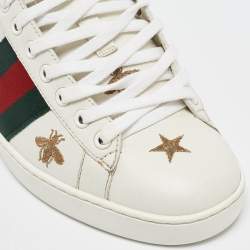 Gucci White Leather Web Ace Lace Up  Sneakers Size 39