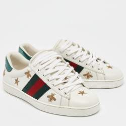 Gucci White Leather Web Ace Lace Up  Sneakers Size 39