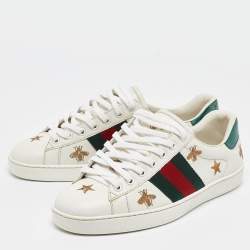 Gucci White Leather Web Ace Lace Up  Sneakers Size 39