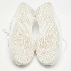 مملوكة مسبقًا Gucci Cream Leather GG Embossed Sneakers Size 46