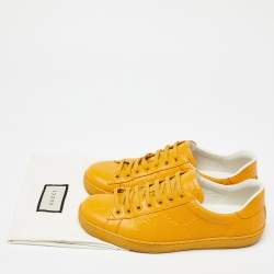 Gucci Yellow Jumbo GG Embossed Leather Ace Sneakers Size 41.5