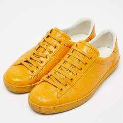 Gucci Yellow Jumbo GG Embossed Leather Ace Sneakers Size 41.5