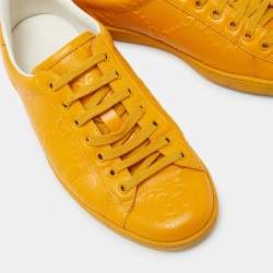 Gucci Yellow Jumbo GG Embossed Leather Ace Sneakers Size 41.5