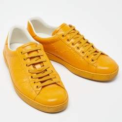 Gucci Yellow Jumbo GG Embossed Leather Ace Sneakers Size 41.5