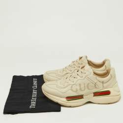 Gucci Cream Leather Vintage Logo Rhyton Sneakers Size 41.5