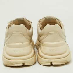 Gucci Cream Leather Vintage Logo Rhyton Sneakers Size 41.5