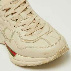 Gucci Cream Leather Vintage Logo Rhyton Sneakers Size 41.5