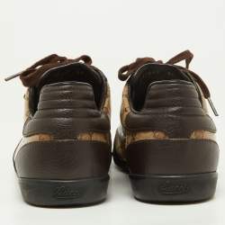 Gucci Brown/Beige GG Crystal Canvas and Leather Low Top Sneakers Size 39.5