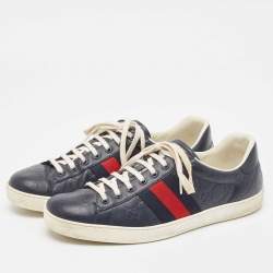 Gucci Navy Blue Guccissima Leather Ace Sneakers Size 43