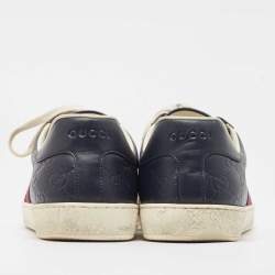 Gucci Navy Blue Guccissima Leather Ace Sneakers Size 43