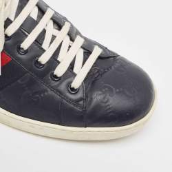 Gucci Navy Blue Guccissima Leather Ace Sneakers Size 43