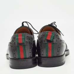 Pre Owned Gucci Black Leather Brogue Oxfords Size 41