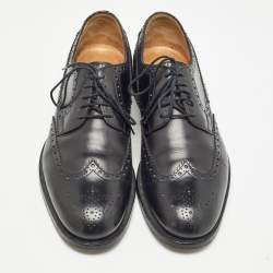 Pre Owned Gucci Black Leather Brogue Oxfords Size 41