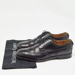 Pre Owned Gucci Black Leather Brogue Oxfords Size 41