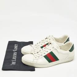 Gucci White Leather and Crocodile Web Ace Sneakers Size 43.5