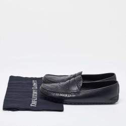 مملوكة مسبقًا Gucci Black Guccissima Leather Penny Slip On Loafers Size 42