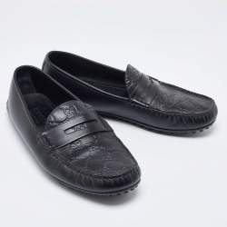 مملوكة مسبقًا Gucci Black Guccissima Leather Penny Slip On Loafers Size 42