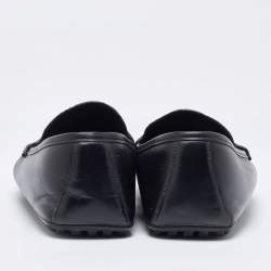 مملوكة مسبقًا Gucci Black Guccissima Leather Penny Slip On Loafers Size 42